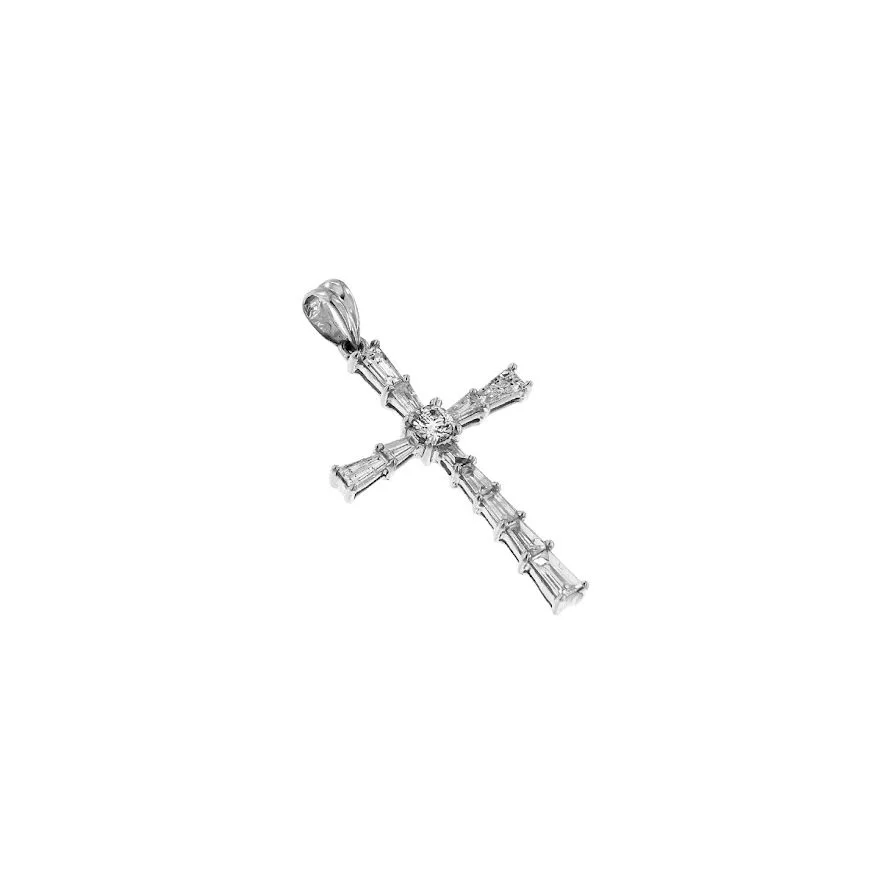  18K White Gold Cross with Brilliant